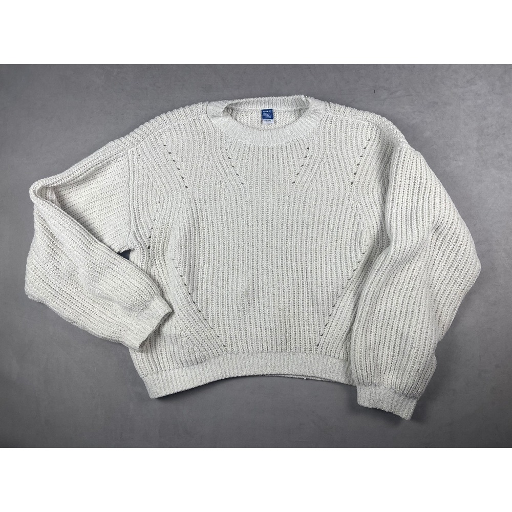 Old Navy Girls XL 14-16 Cream Gold Metallic Sparkle Chenille Sweater Crewneck
